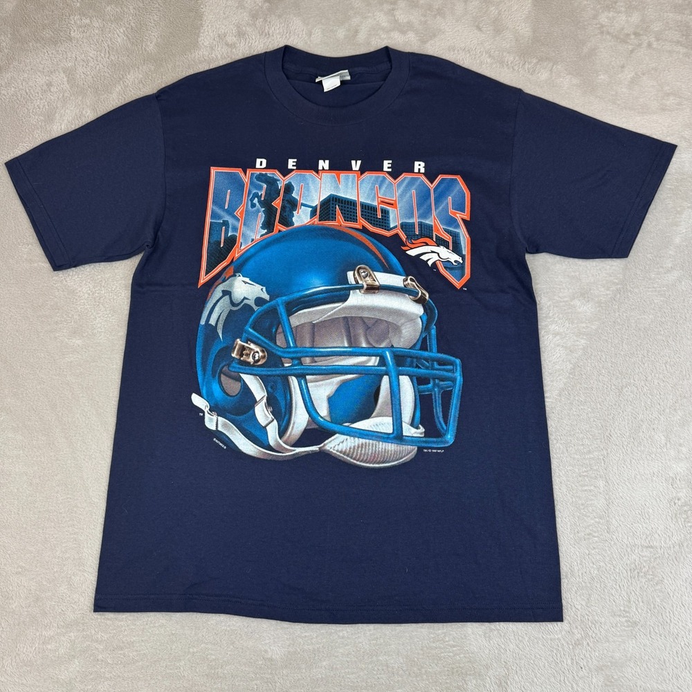VTG Lee Sport Denver Broncos 1997‎ NFLP Shirt Mens Blue L Preowned Graphic Tee